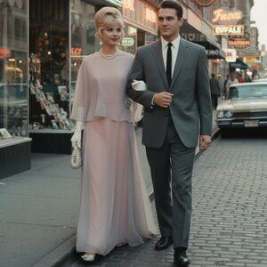 Vintage 1960s Alyce Designs Chiffon Formal Maxi Dress Gown Purple